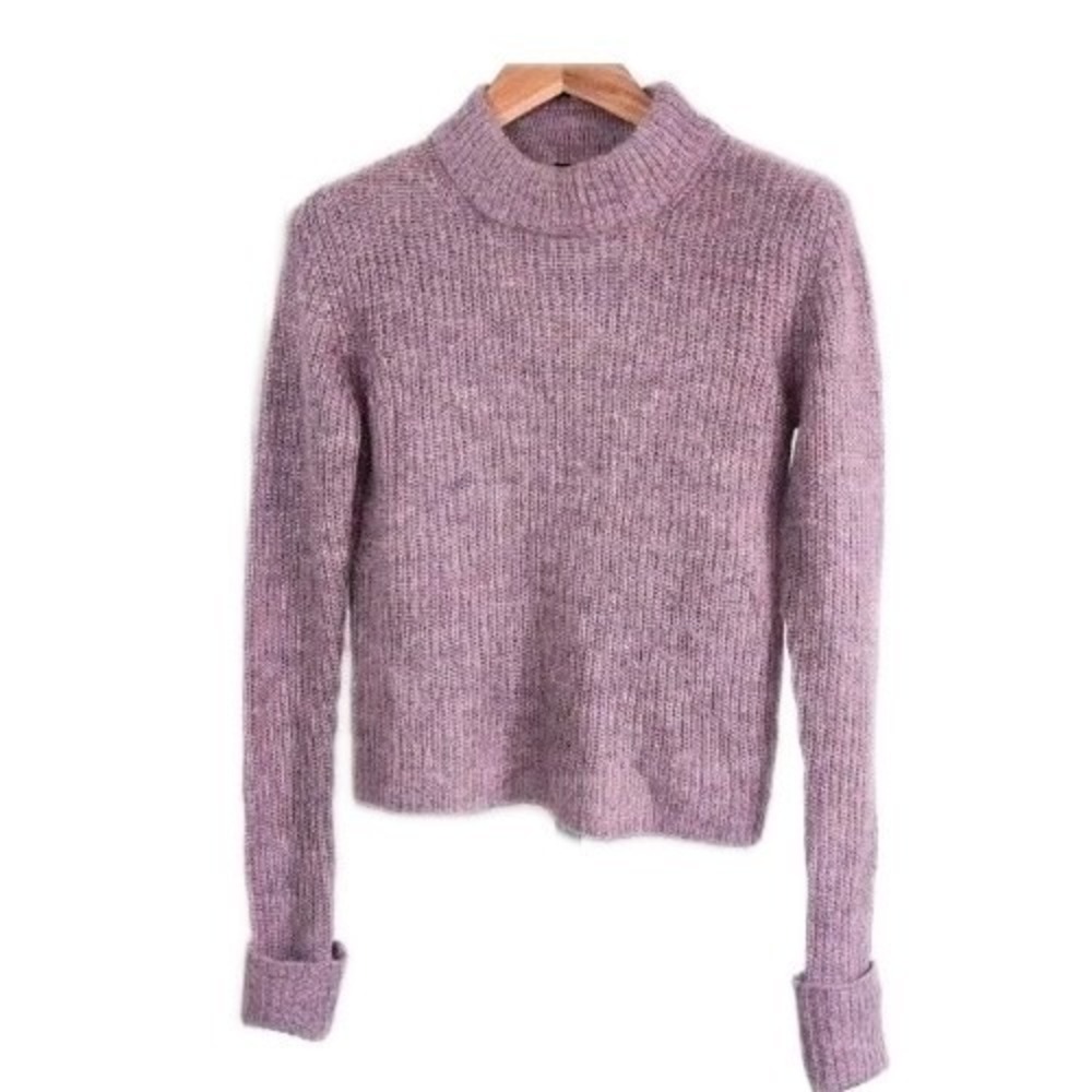 Topshop Womens Wool Alpaca Blend Mock Neck Sweater - Purple, Size 4